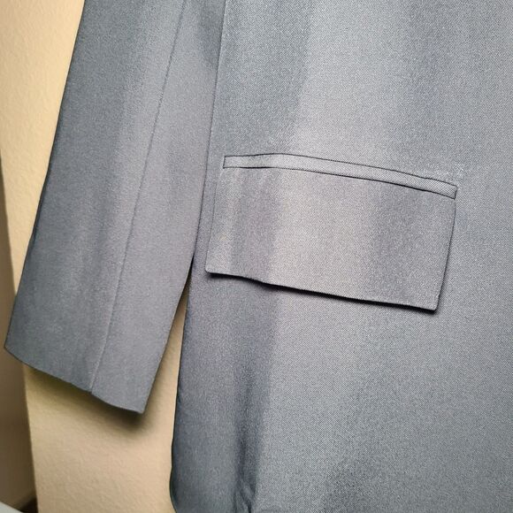 Women's Large Gray Two Piece Suit Blazer & Pants Stretchy Waistband Wide Leg - Picture 8 of 15